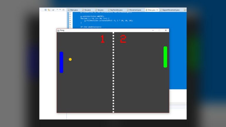Programmer le jeu Pong en Java (le projet de mon fils, 2018)